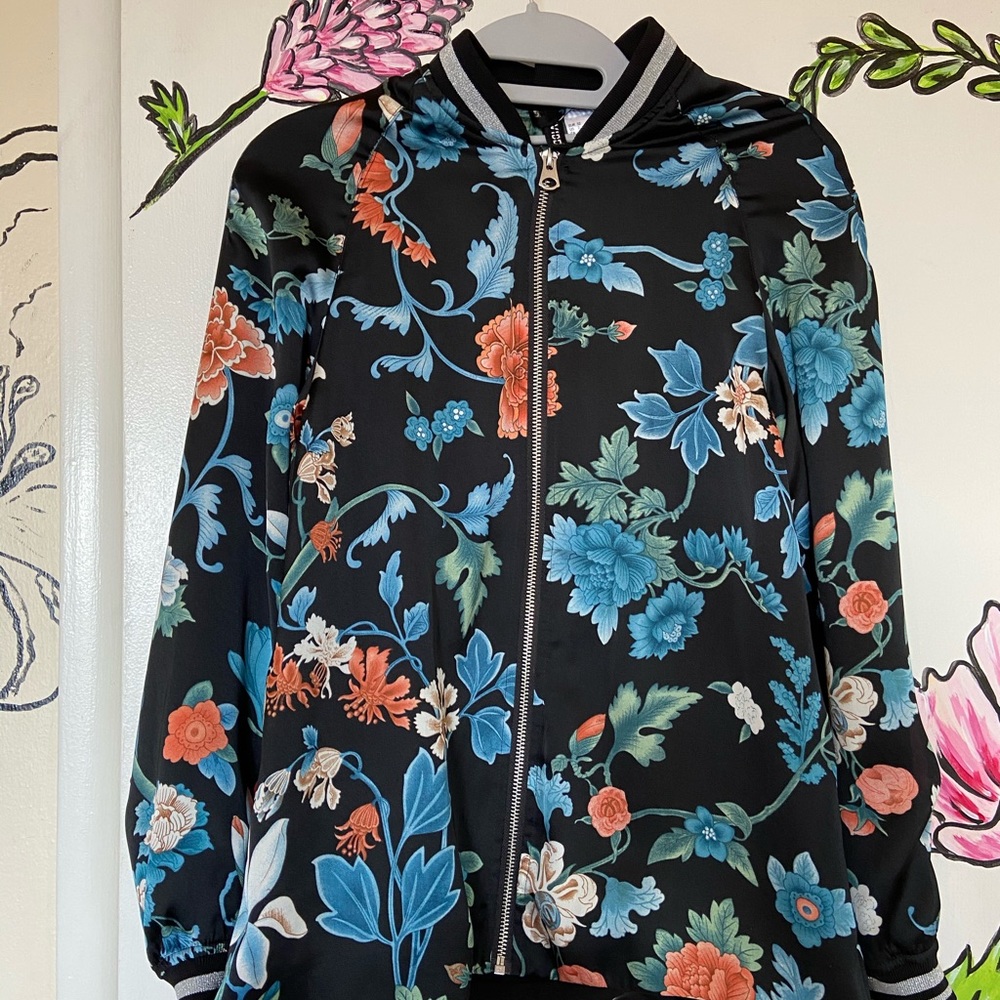 Floral Silk Bomber jacket